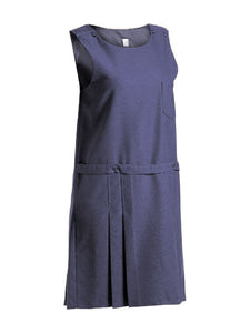 Navy Pinafore - Box pleats